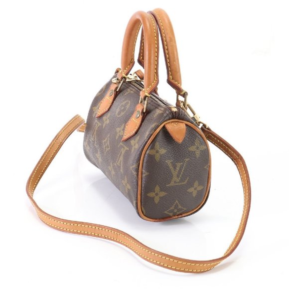 Authentic Louis Vuitton Mini Speedy with Strap Crossbody Monogram Brown - Picture 4 of 9